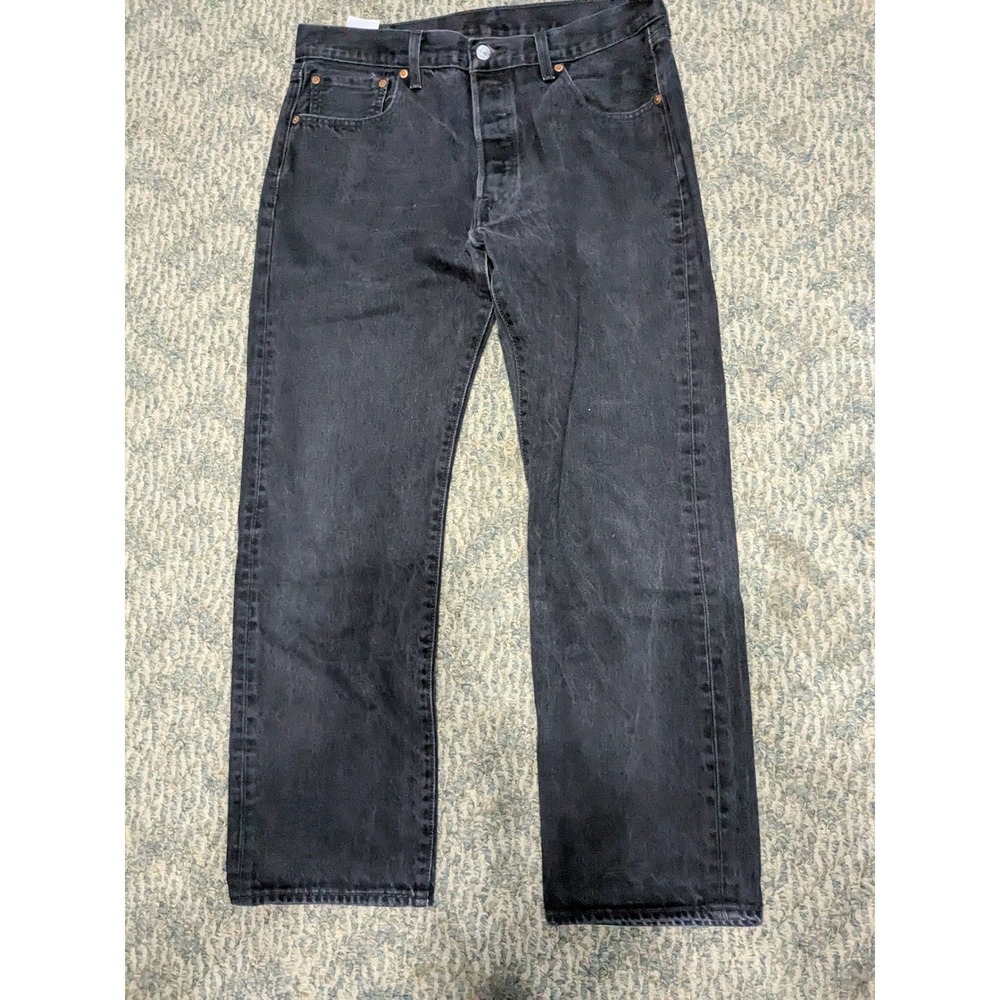 Levis 501 Original Fit Jean Mens 34x30 Faded Black Straight Leg Button Fly Denim